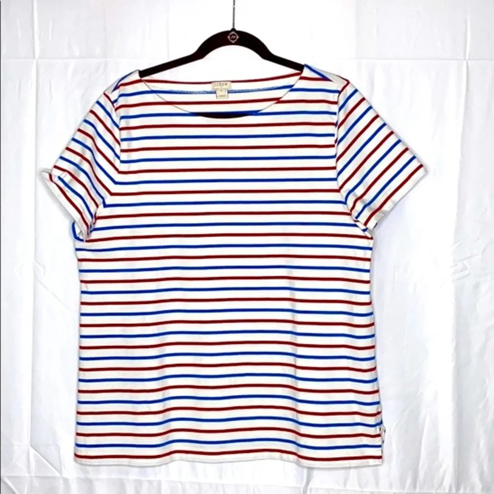 J.Crew Factory Red, White & Blue Striped Short Sleeve Tee – Women’s XL